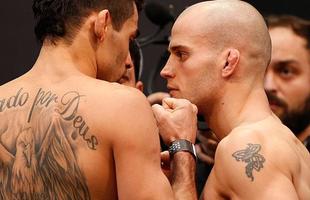 Imagens da pesagem do UFC Fight Night 58, em Barueri - Renan Baro e Mitch Gagnon