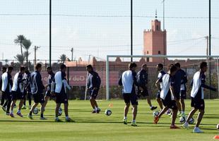 Jogadores do San Lorenzo em ltimo treino, no Marrocos, antes da final do Mundial contra o Real Madrid
