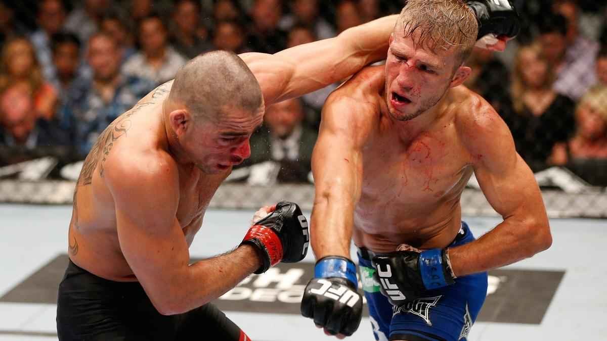 TJ Dillashaw surpreendeu, nocauteou Renan Baro no quinto round e conquistou o cinturo dos galos, no UFC 173, em maio