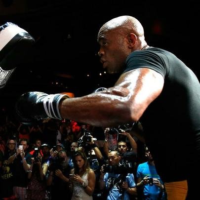 Anderson Silva no treino aberto do UFC 183, no MGM Grand Garden Arena, em Las Vegas