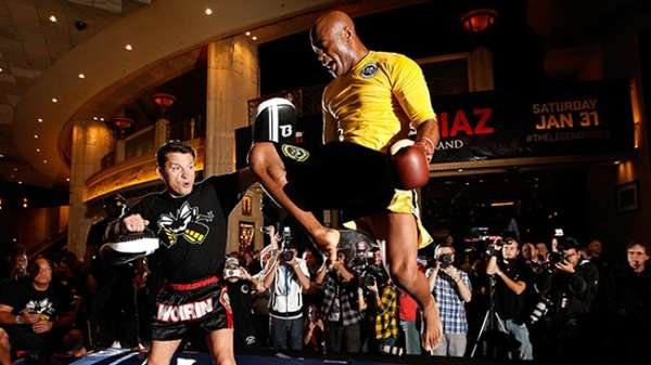 Anderson Silva no treino aberto do UFC 183, no MGM Grand Garden Arena, em Las Vegas