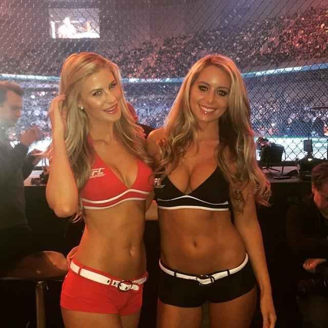 Imagens das lutas e bastidores do UFC on FOX 14, na Sucia - Octagon girls Kristie Pearson e Carly Baker