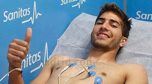 Imagens dos exames mdicos e apresentao de Lucas Silva no Real Madrid