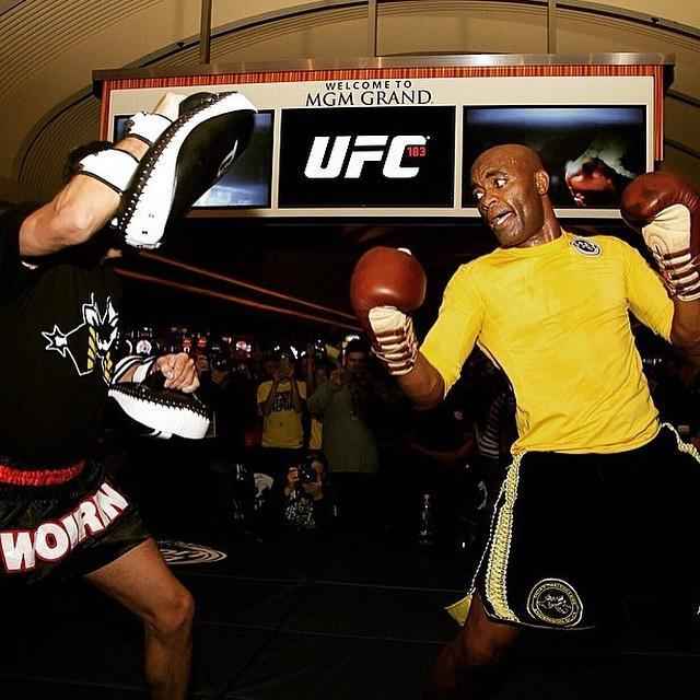 Anderson Silva no treino aberto do UFC 183, no MGM Grand Garden Arena, em Las Vegas