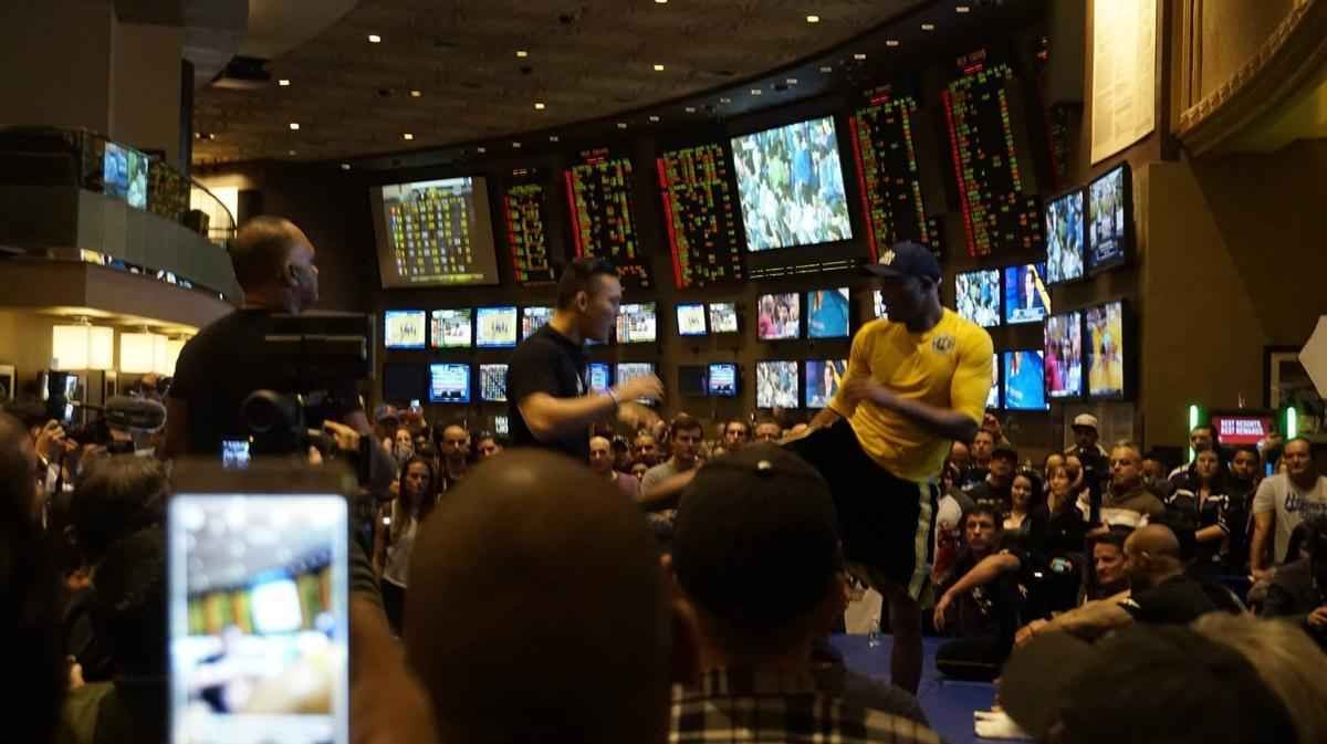 Anderson Silva no treino aberto do UFC 183, no MGM Grand Garden Arena, em Las Vegas