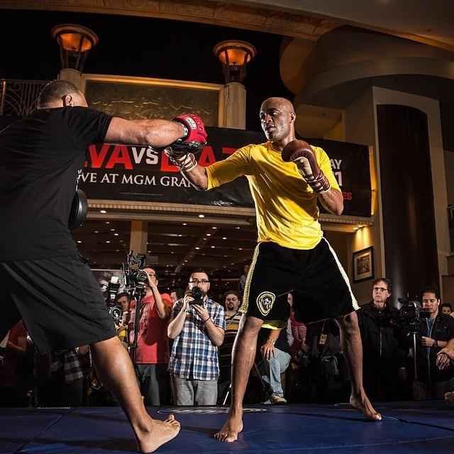 Anderson Silva no treino aberto do UFC 183, no MGM Grand Garden Arena, em Las Vegas