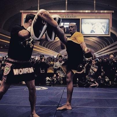 Anderson Silva no treino aberto do UFC 183, no MGM Grand Garden Arena, em Las Vegas