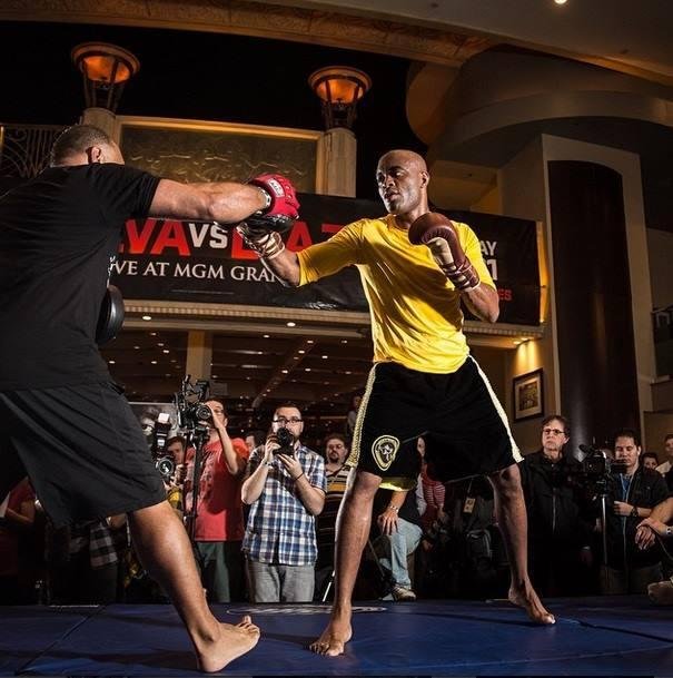 Anderson Silva no treino aberto do UFC 183, no MGM Grand Garden Arena, em Las Vegas