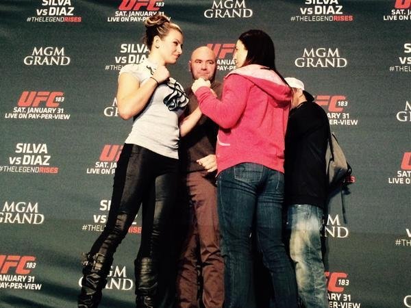 Veja imagens do Media Day do UFC 183, em Las Vegas - Encarada Miesha Tate e Sara McMann