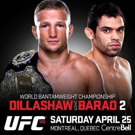 No duelo principal da noite, uma revanche pelo cinturo do peso galo, entre TJ Dillashaw e Renan Baro. Esta ser a segunda defesa de ttulo do lutador da Team Alpha Male, que tomou o cinturo do brasileiro em maio do ano passado, com vitria por nocaute tcnico