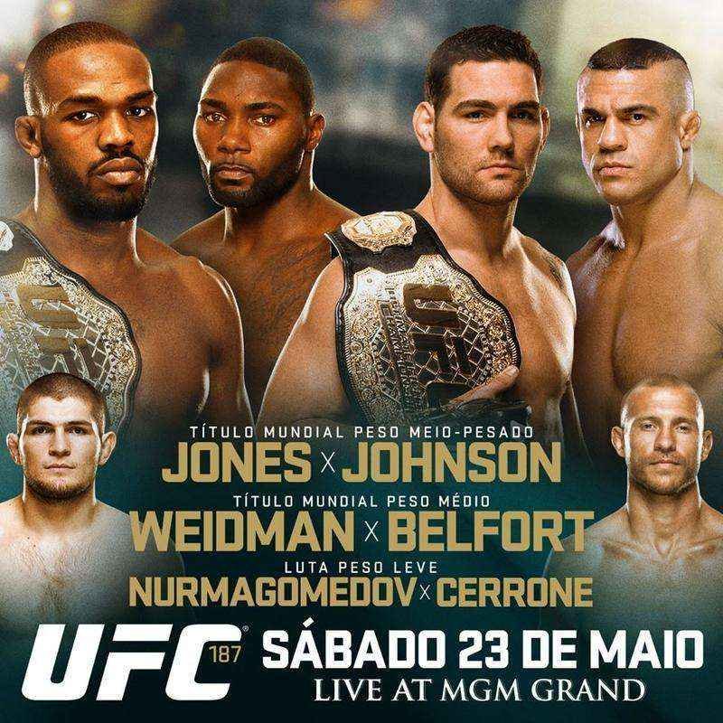 Em 23 de maio, o UFC realizada o tradicional evento na semana do Memorial Day e j programou duas eletrizantes disputas de cinturo, em Las Vegas: Jon Jones x Anthony Johnson e Chris Weidman x Vitor Belfort 