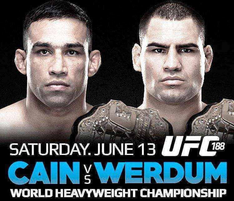 Em 13 de junho, o UFC realiza o segundo evento da histria em solo mexicano. O combate pelo unificao do cinturo dos pesos pesados, entre Fabricio Werdum ( esquerda na imagem) e Cain Velasquez,  a grande atrao do UFC 188, na Cidade do Mxico. Eles se enfrentariam em novembro do ano passado, no mesmo local,  mas o campeo linear Velasquez se lesionou, e o brasileiro ficou com ttulo interino, ao nocautear Mark Hunt
