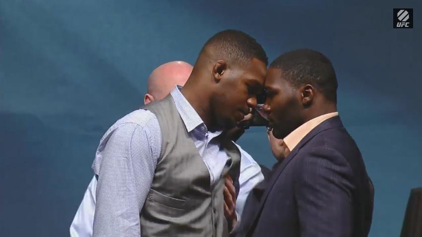 Fotos da super coletiva do UFC em Los Angeles - Jon Jones e Anthony Johnson fingiram briga e fizeram pegadinha com presidente Dana White