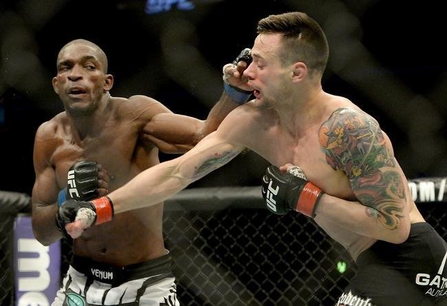 Imagens das lutas e bastidores do UFC 184, em Los Angeles - Valmir Lzaro 'Bidu' (bermuda preta e branca) venceu James Krause por deciso dividida