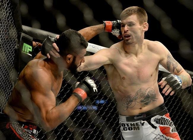 Imagens das lutas e bastidores do UFC 184, em Los Angeles - Tim Means (bermuda branca) venceu Dhiego Lima por nocaute tcnico aos 2m17s do primeiro round