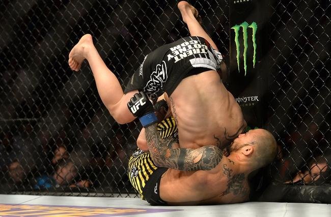 Imagens das lutas e bastidores do UFC 184, em Los Angeles - Kid Yamamoto x Roman Salazar foi declarada 'No Contest', por dedada no olho acidental aplicada por Kid Yamamoto