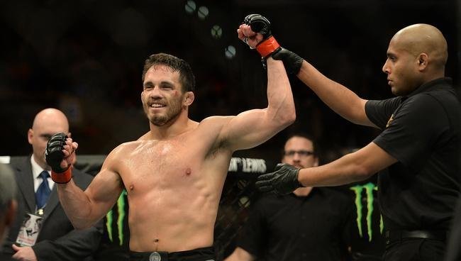 Imagens das lutas e bastidores do UFC 184, em Los Angeles - Jake Ellenberger (bermuda preta) venceu Josh Koscheck por finalizao (tringulo de mo) aos 4m20s do segundo round