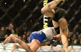 Imagens da luta principal do UFC 184, em Los Angeles, vencida pela campe de forma impressionante 
