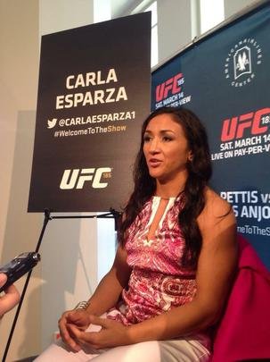 Fotos do Media Day do UFC 185, com coletivas e encaradas - Carla Esparza
