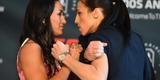 Fotos do Media Day do UFC 185, com coletivas e encaradas - Carla Esparza e Joanna Jedrzejczyk