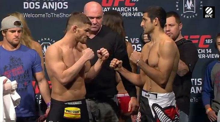 Imagens da pesagem do UFC 185, em Dallas - Daron Cruickshank x Beneil Dariush