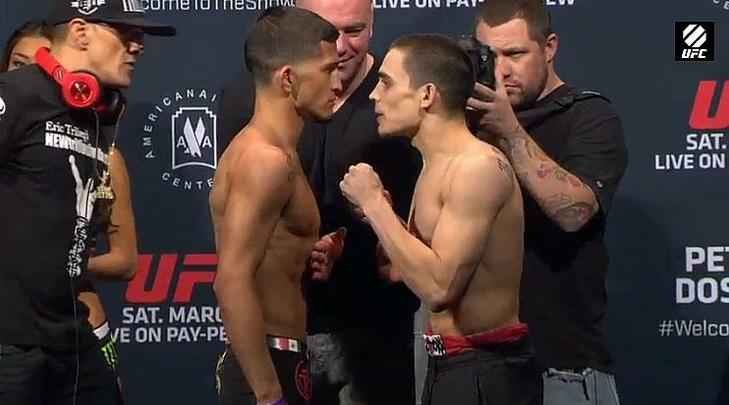 Imagens da pesagem do UFC 185, em Dallas - Sergio Pettis x Ryan Benoit