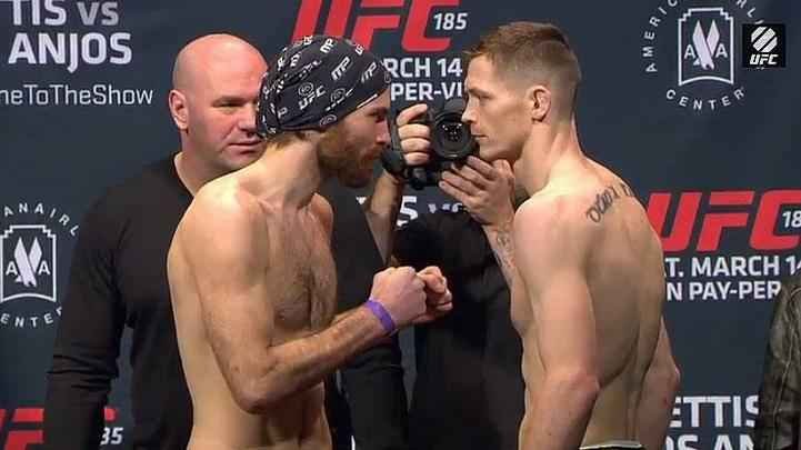 Imagens da pesagem do UFC 185, em Dallas - Joseph Duffy x Jake Lindsay