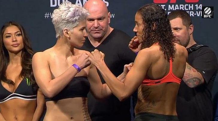 Imagens da pesagem do UFC 185, em Dallas - Larissa Pacheco x Germaine de Randamie