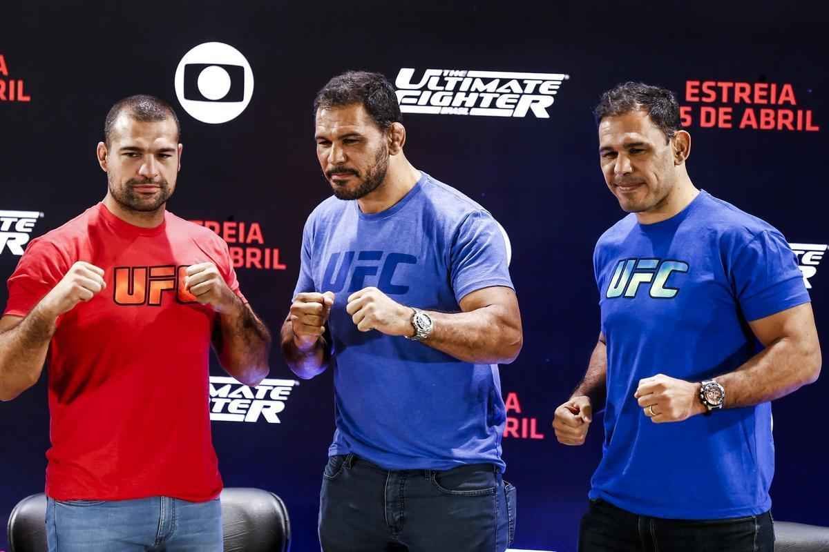 Lanamento da quarta temporada do TUF Brasil reuniu os treinadores das equipes, Mauricio Shogun e Rodrigo Minotauro, ao lado do auxiliar, o irmo Rogrio Minotouro 