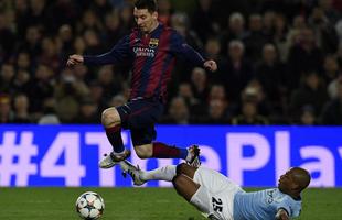 Imagens do duelo entre Barcelona e Manchester City, no Camp Nou, pela Liga dos Campees