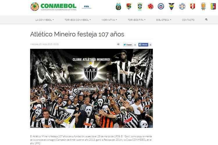 Conmebol: 'Atltico festeja 107 anos'