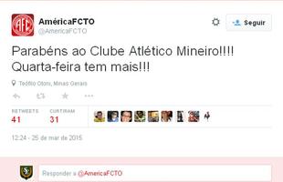 Amrica de Tefilo Otoni: 'Parabns ao Clube Atltico Mineiro. Quarta-feira tem mais'