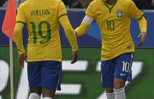Imagens do jogo amistoso entre França e Brasil no Stade de France - na foto, comemoração do gol de Neymar