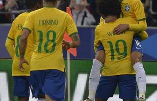 Imagens do jogo amistoso entre França e Brasil no Stade de France - na foto, comemoração do gol de Neymar