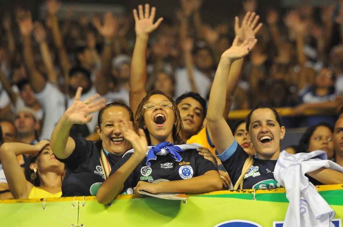 Imagens da premiao, da festa do time e da torcida cruzeirense no Mineirinho com o tri da Superliga
