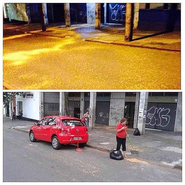 Cruzeirenses jogam milho da porta da Federao Mineira de Futebol