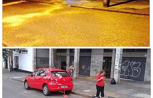 Cruzeirenses jogam milho da porta da Federao Mineira de Futebol
