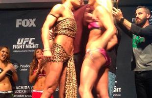 Imagens das encaradas e dos bastidores da pesagem do UFC em Newark - Musas Felice Herig e Paige VanZant