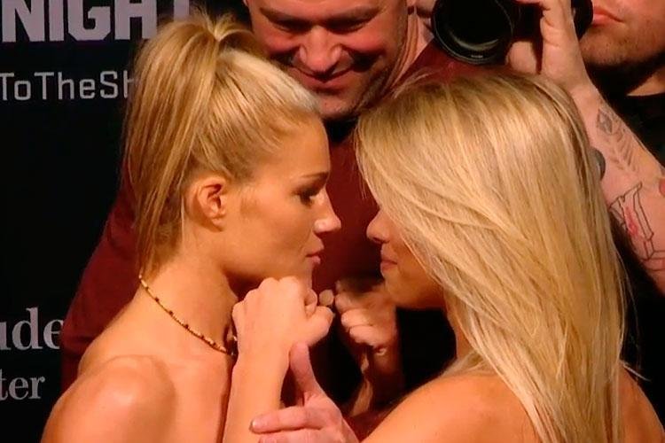 Imagens das encaradas e dos bastidores da pesagem do UFC em Newark -  Felice Herig x Paige VanZant