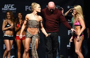 Imagens das encaradas e dos bastidores da pesagem do UFC em Newark - As musas Felice Herig e Paige VanZant