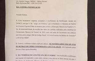 Cruzeiro contra-notifica presidente da FMF