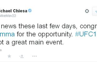 Michael Chiesa, peso-leve do UFC: 'Notcias loucas nesses ltimos dias, parabns ao Daniel Cormier pela oportunidade. UFC 187 ganhou um grande evento principal'