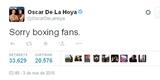 Oscar de la Hoya, multicampeo no boxe, ironiza luta: ''Desculpe, fs de boxe''