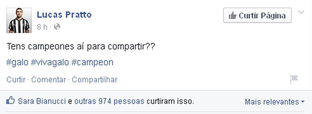 Pratto aproveitou a oportunidade para interagir com os atleticanos nas redes sociais