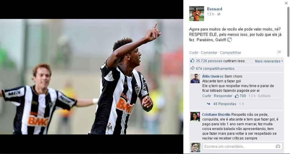 Bernard tambm destacou a superao do ex-companheiro de Atltico