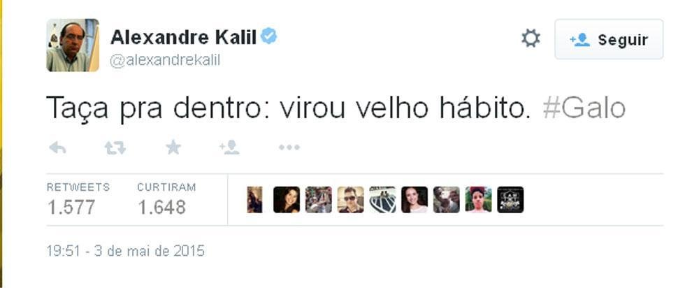 Ex-presidente do Atltico, Alexandre Kalil deu sua tradicional 'twittada'
