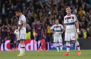 Reaes de atletas do Bayern aps a derrota por 3 a 0 para o Barcelona