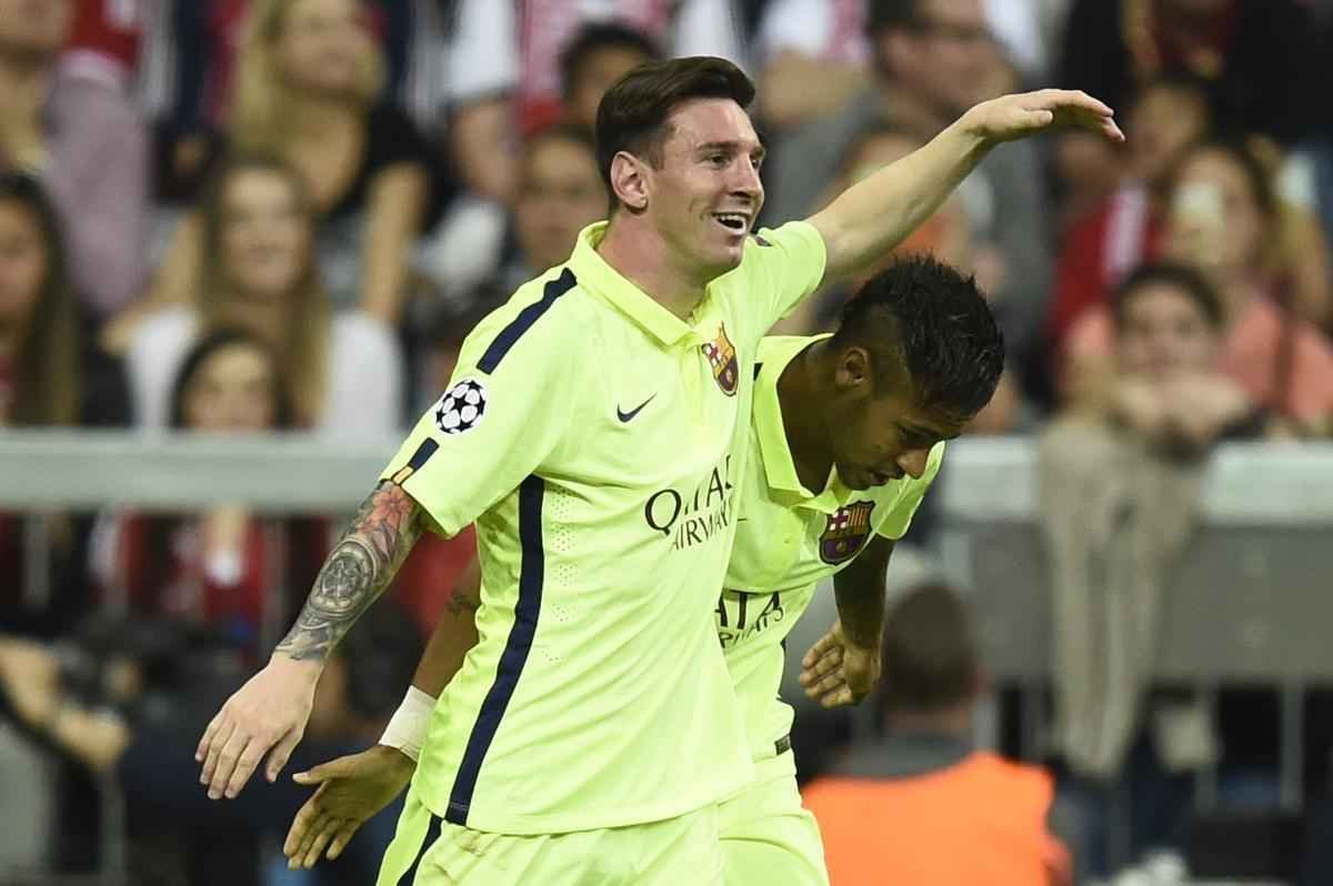 Primeiro gol de Neymar sobre o Bayern na derrota por 3 a 2, em Munique, no jogo de volta das semifinais da Liga dos Campees. No primeiro duelo, no Camp Nou, Barcelona havia goleado alemes por 3 a 0