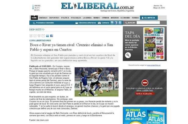El Liberal também deu destaque à vitória do Cruzeiro