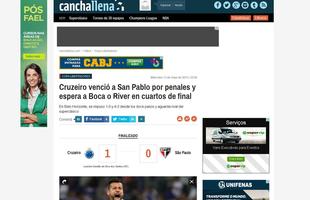 Caderno CanchaLlena, do jornal La Nacin ressaltou em seu texto que o Cruzeiro  o atual bicampeo brasileiro